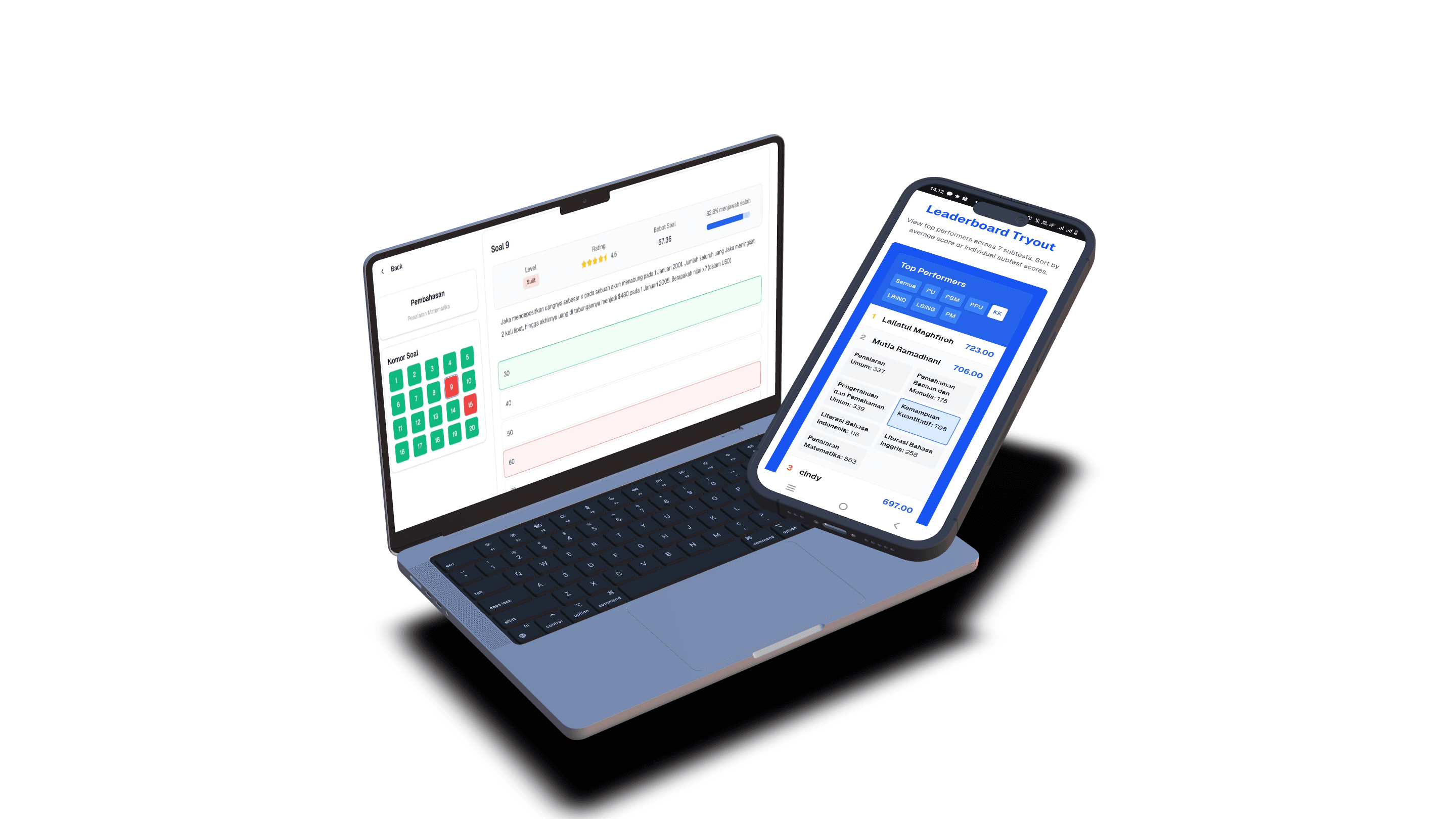 Eduvision UTBK application on laptop and phone